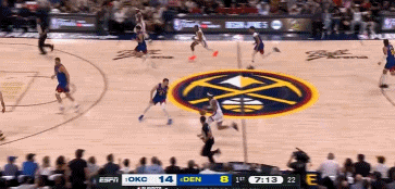 风驰电掣！杰伦威和切特相继命中三分 雷霆1分钟轰出8-0打停掘金